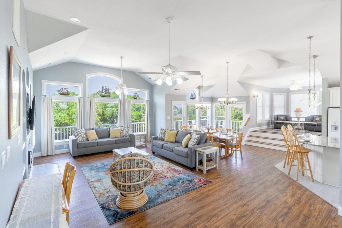 Smart TV, fireplace, foosball