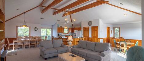 TV, fireplace, DVD player, stereo