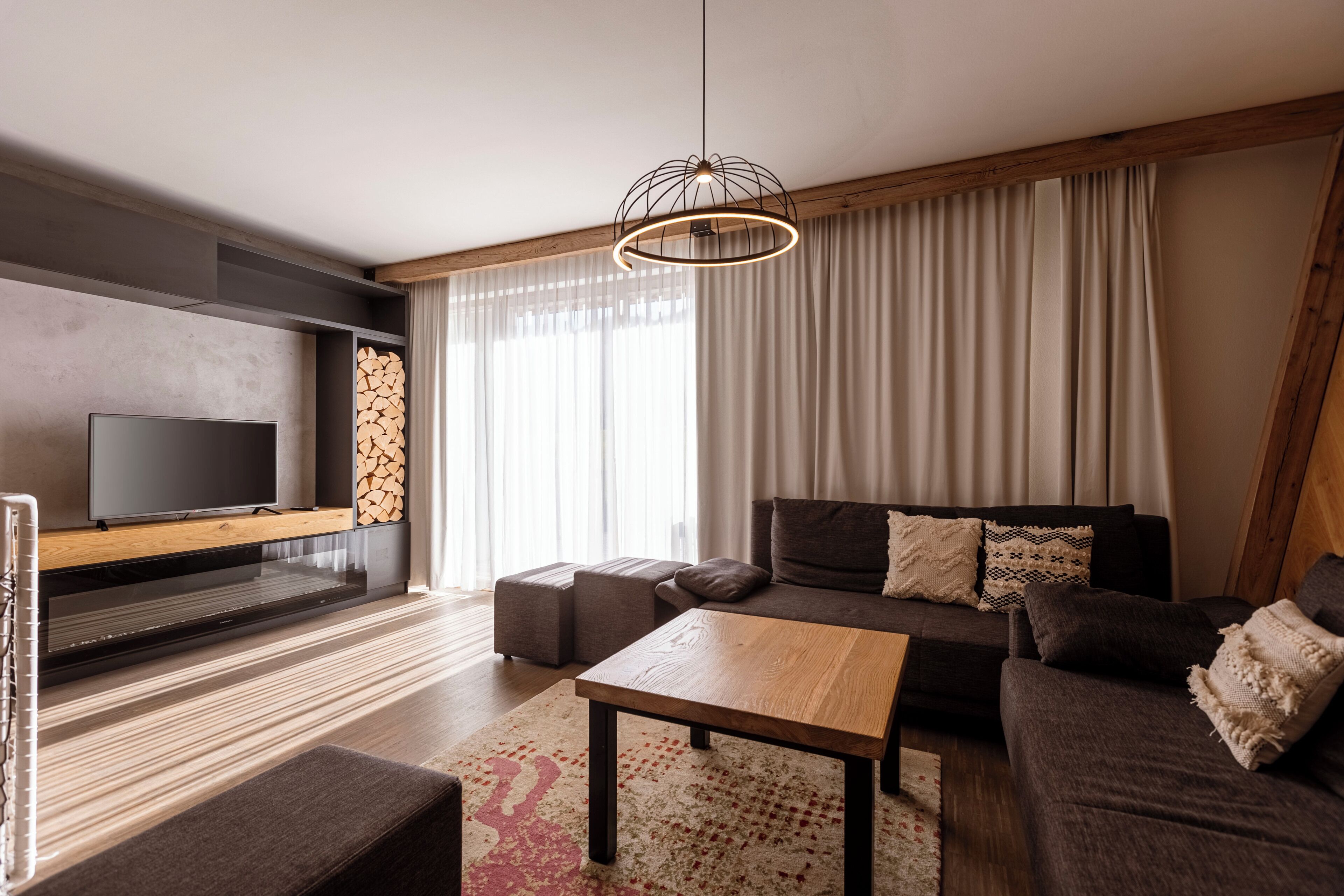 Superior Ferienwohnung mit 3 Schlafzimmern und privater Sauna | 起居区