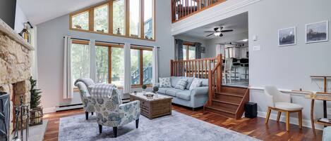 Smart TV, fireplace, video games