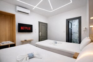 Classic-Zweibettzimmer, 2 Einzelbetten, mit Bad, Stadtblick | Bettwäsche aus ägyptischer Baumwolle, hochwertige Bettwaren