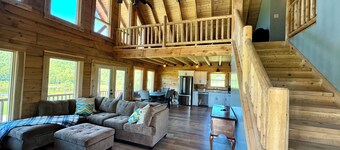 Authentic Hemlock Log Cabin 4 Bedroom Ski Chalet On Lake And Next To Ski Slopes