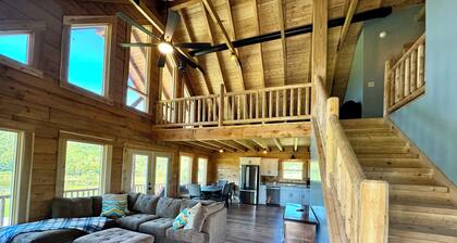 Authentic Hemlock Log Cabin 4 Bedroom Ski Chalet On Lake And Next To Ski Slopes