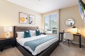 2 bedrooms, desk, iron/ironing board, travel cot