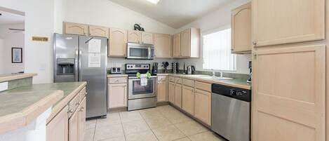 Villa, Multiple Beds, Pool Access, Pool View (2515 La Jolla) | Private kitchen | Fridge, microwave, oven, stovetop