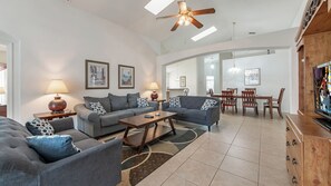 Villa, Multiple Beds, Pool Access, Pool View (2515 La Jolla) | Living area | 42-inch flat-screen TV with digital channels - 2515 La Jolla (Kissimmee)
