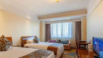 Down comforters, minibar, desk, blackout drapes
