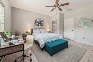 4 bedrooms, iron/ironing board, travel cot, WiFi