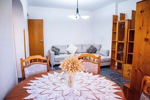 Family Apartment, 2 Bedrooms, City View | Living area - Old Bazaar Apartments (Tirana)