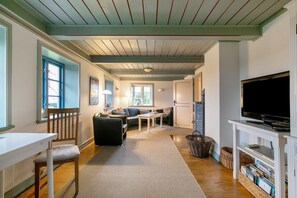 TV, fireplace, DVD player, stereo - Holiday Home 'Friesenhaus Hörn' with Private Terrace, Private Garden and Wi-Fi (Rodenäs)