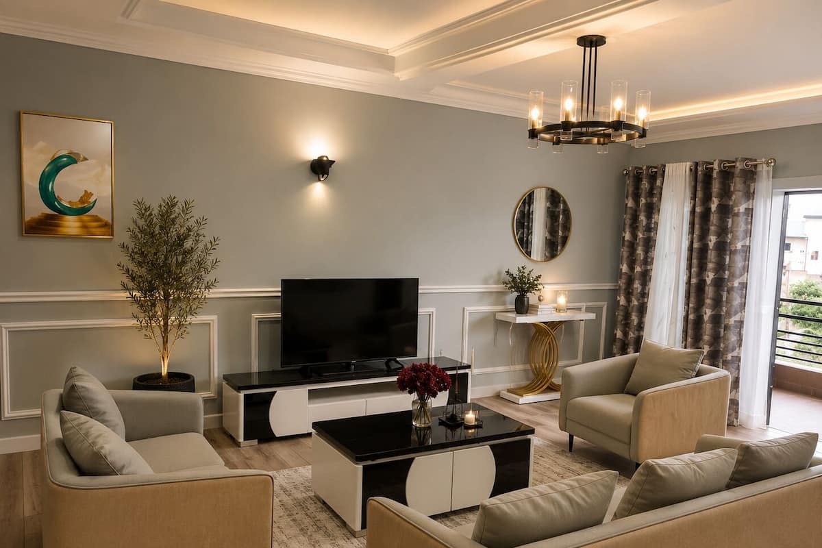 Deluxe Apartment | Living area | 42-inch Smart TV with premium channels
