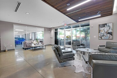 Lavish one bedroom apartment in downtown Birmingham with rooftop stadium views.