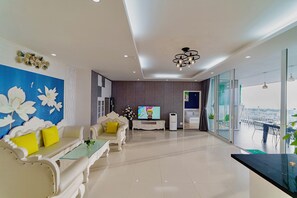 Una televisión LCD, películas de pago