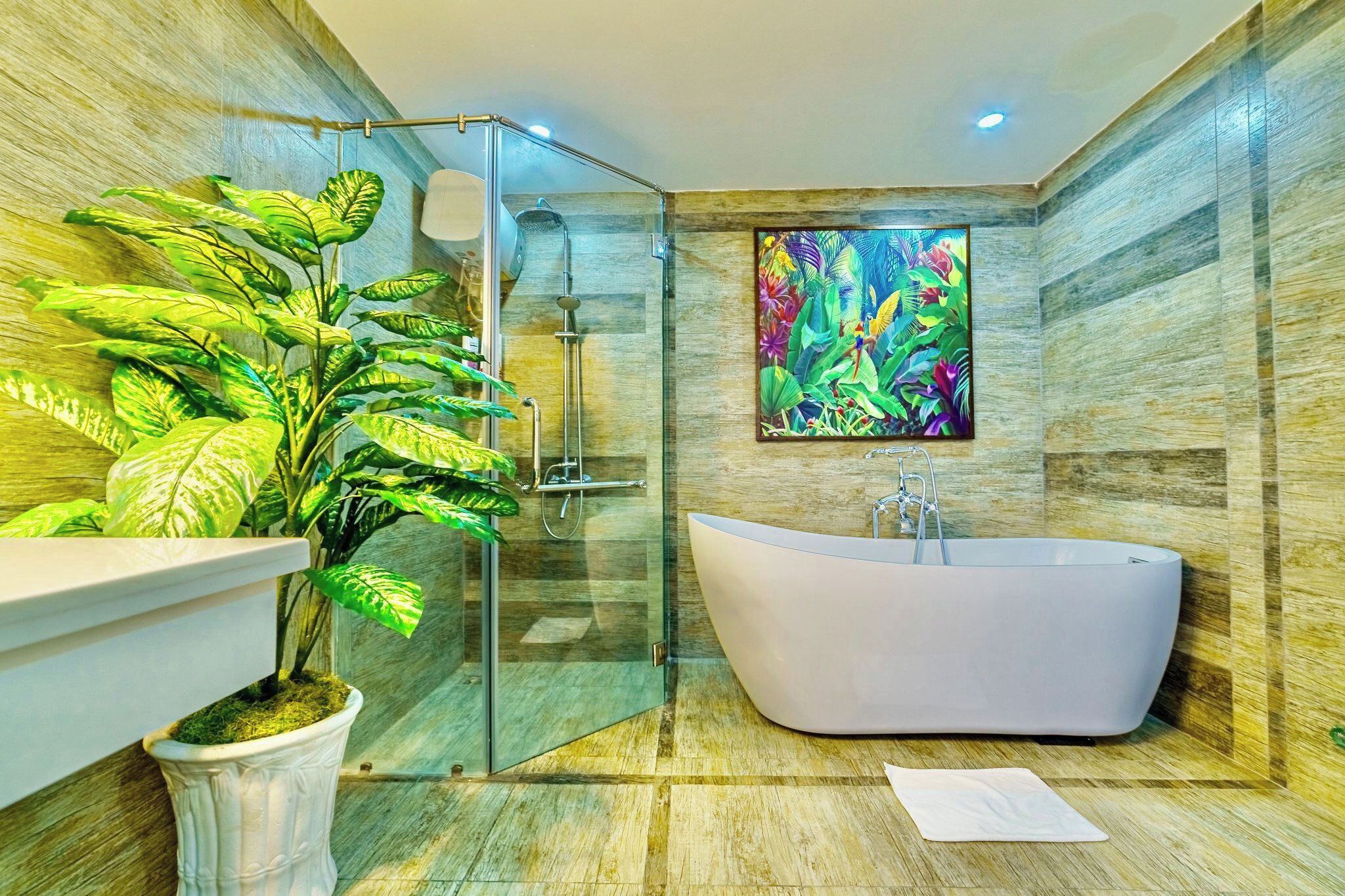 Dusche, Hydromassagedusche, Haartrockner, Handtücher