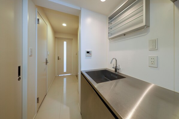 Apartment, Nichtraucher (2-person, 202) | Eigene Küche | Kühlschrank, Mikrowelle, Herdplatte, Wasserkocher