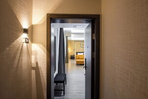 Premium bedding, memory foam beds, in-room safe, desk