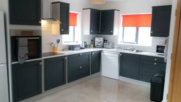 Microwave, dishwasher, cookware/dishes/utensils