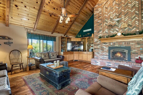 Televisión, chimenea y futbolito 