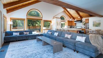 Smart TV, fireplace, video games, foosball