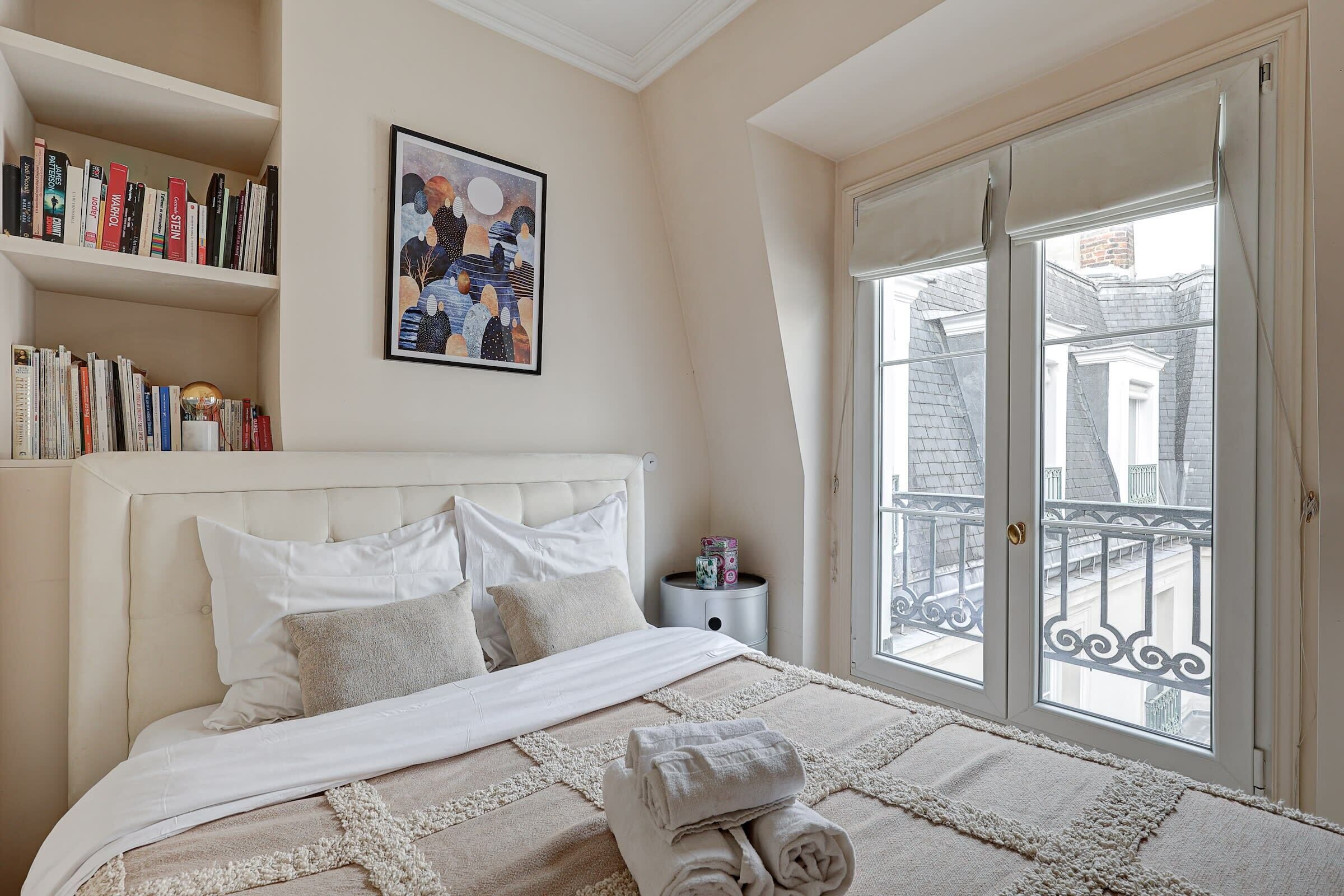 1 bedroom, desk, iron/ironing board, travel cot