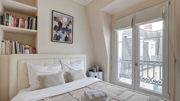 1 bedroom, desk, iron/ironing board, travel cot