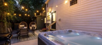 Hot Tub Fire Pit Grand Piano Decorated for Holiday