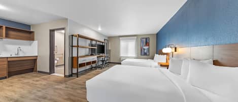 Suite, 2 Queen Beds, Accessible, Non Smoking (Roll-In Shower) | Desk, laptop workspace, blackout drapes, free WiFi
