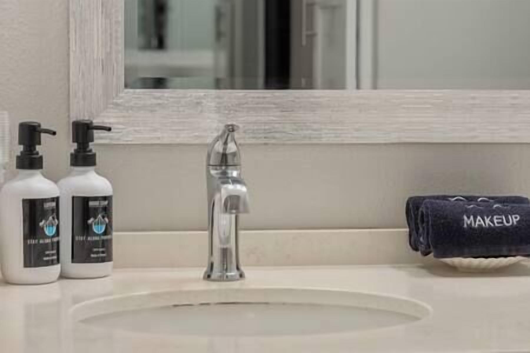 Eco-friendly toiletries, hair dryer, towels, soap