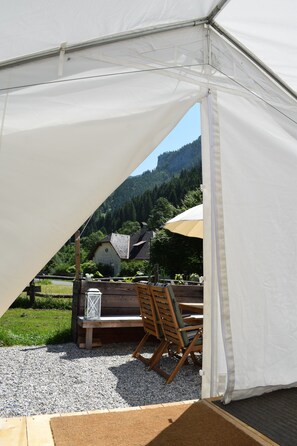 Comfort Tent, Mountain View | Terrace/patio - Wild Glamping in the Vienna Alps (Schwarzau im Gebirge)
