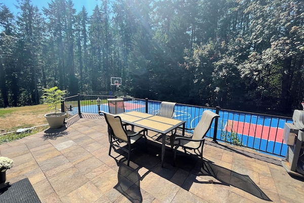 Your private patio overlooking the sport court.