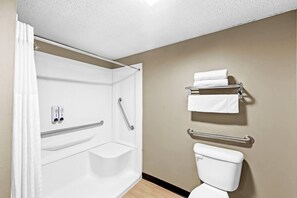 Kamer, 1 queensize bed, toegankelijk voor mindervaliden, niet-roken (Mobility, Roll-in Shower) | Rolstoeltoegankelijke badkamer