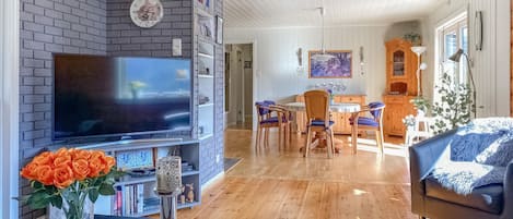 Smart TV, fireplace, stereo
