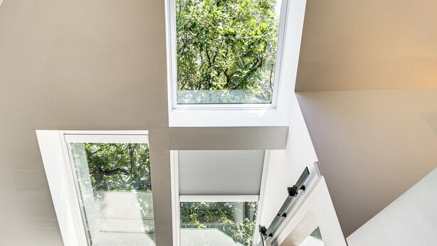 A room with skylights and a view of trees outside. - Pet-Friendly Minneapolis Studio: Walk to Lake! (Minneapolis)