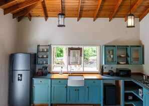 Frigorífico, microondas, horno y placa de cocina