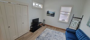TV connectée, cheminée, livres