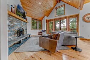 Télévision, cheminée, espaces bureaux