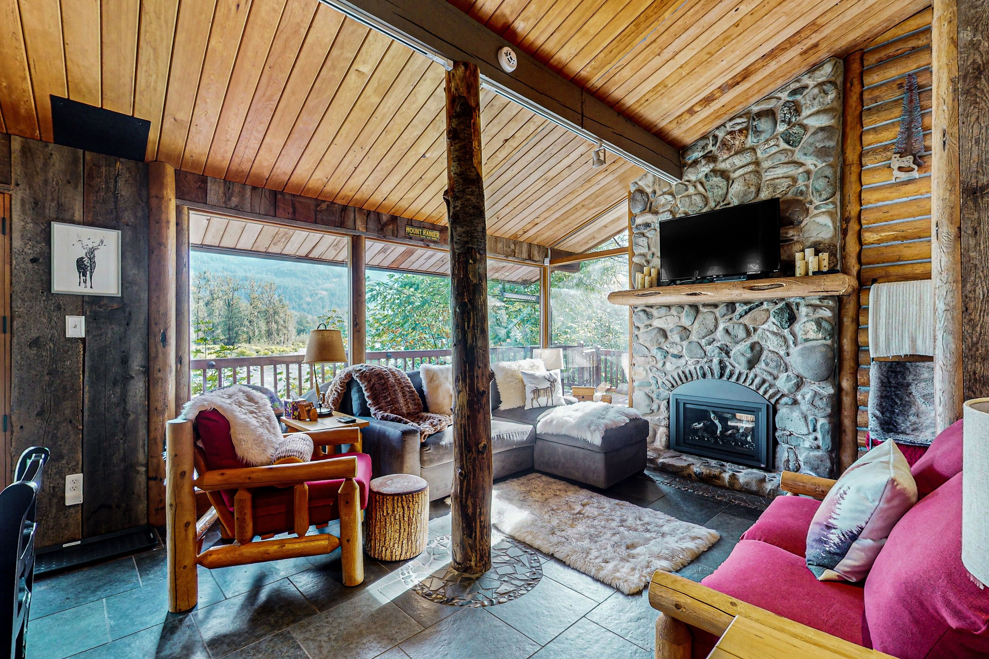 TV, fireplace, DVD player, video library