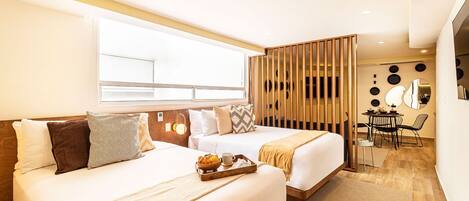 1 bedroom, desk, iron/ironing board, travel crib