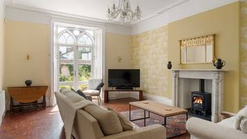 TV, fireplace, offices