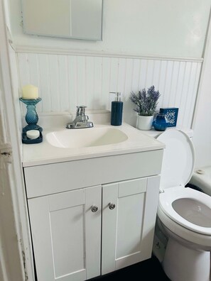 Serviettes fournies, savon, papier toilette