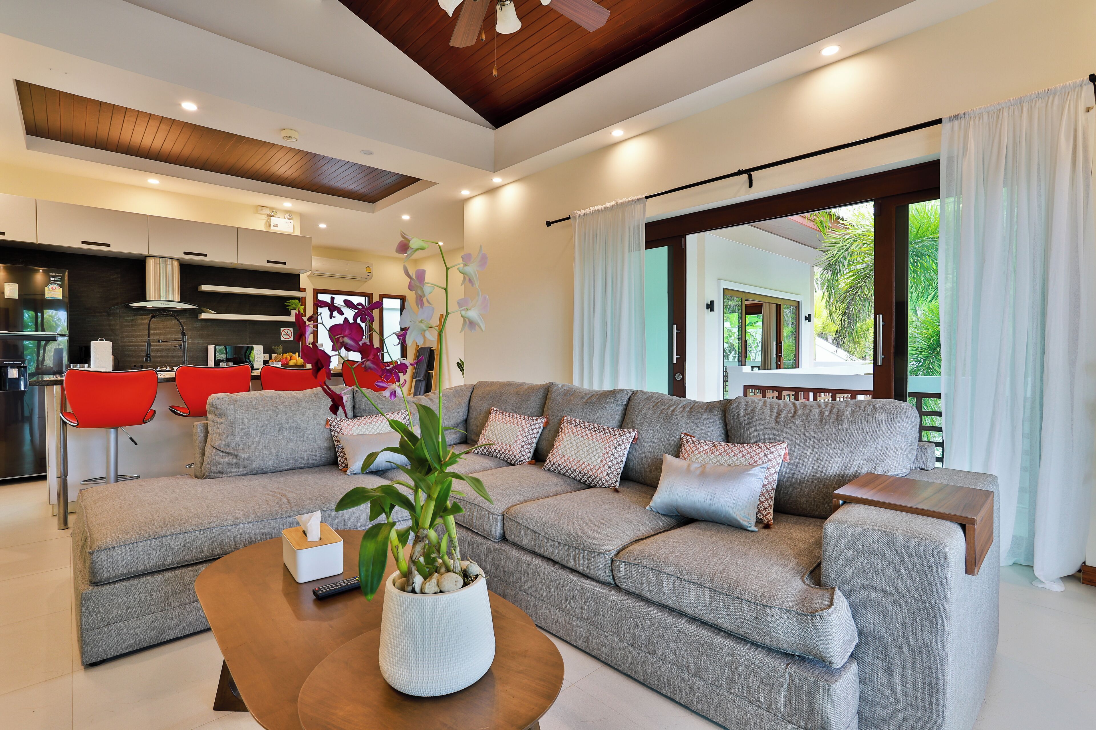 Sriprai Pool Villa | Living area | 20-inch LED TV with cable channels