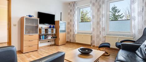 TV, DVD player, stereo