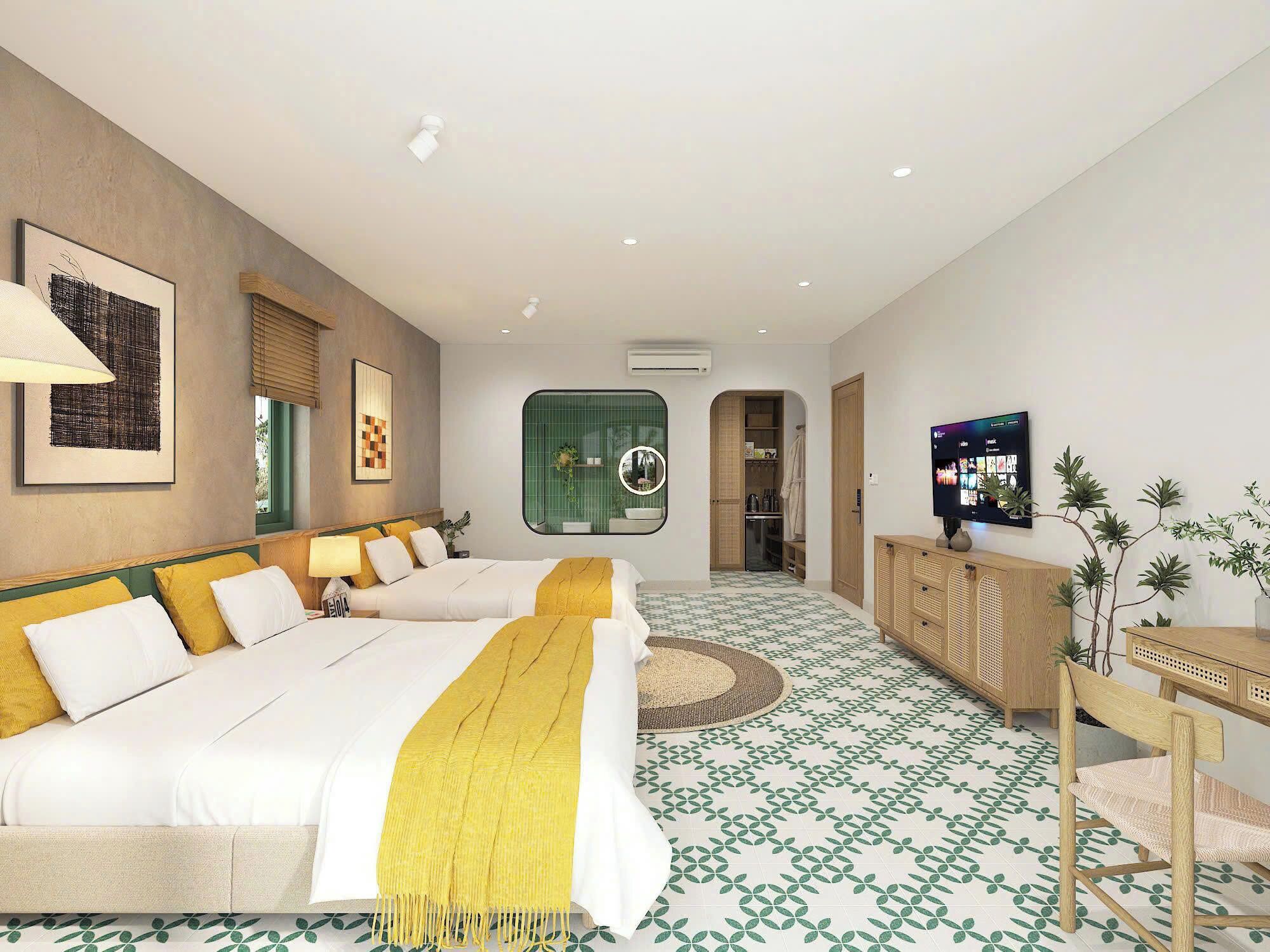 Panoramic Double Room, 2 Queen Beds, Balcony, Mountain View | Minibar, in-room safe, soundproofing, iron/ironing board