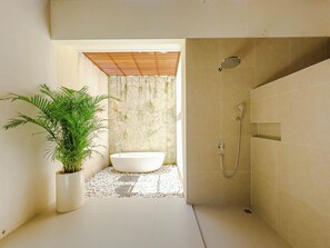Villa, 3 Bedrooms, Pool View | Bathroom | Separate tub and shower, free toiletries, towels, soap