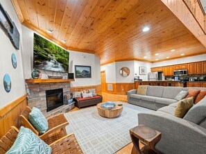 Smart TV, fireplace, video games