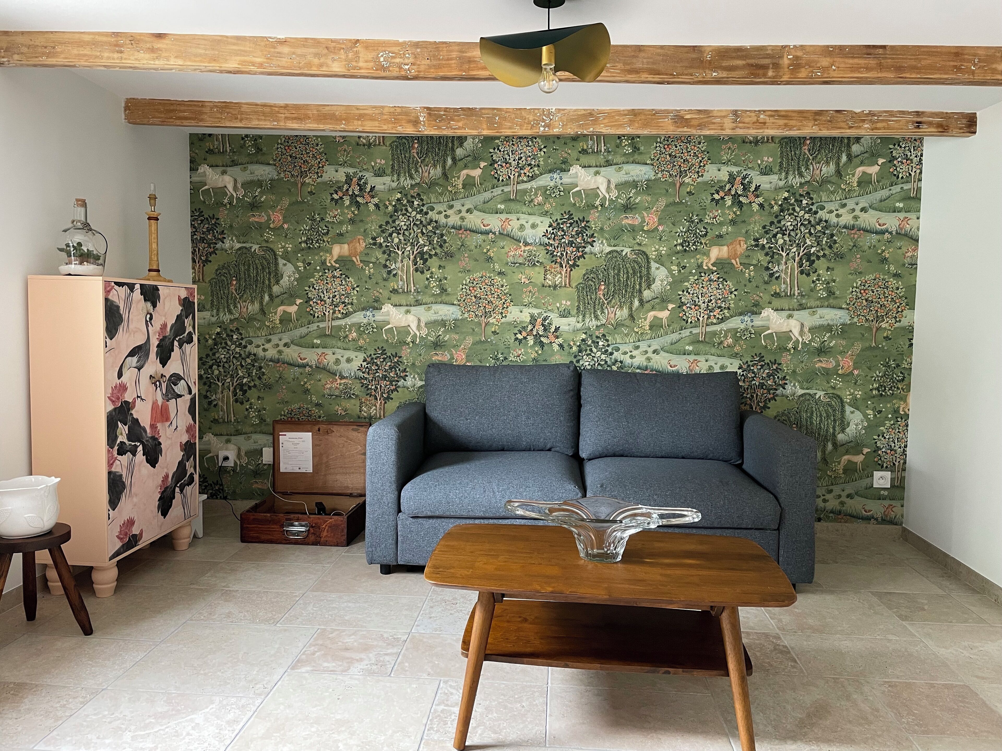 Télévision, table de tennis de table, livres