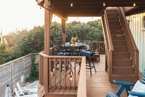 Outdoor dining - 
Tranquil 4th Row Ocean View w Pool & Hot Tub ... Book Your Dream Oasis Now! (Emerald Isle)