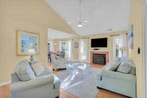 TV, DVD player, books, offices