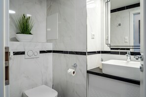 Shower, towels, soap, shampoo