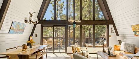Smart TV, fireplace, video games, stereo